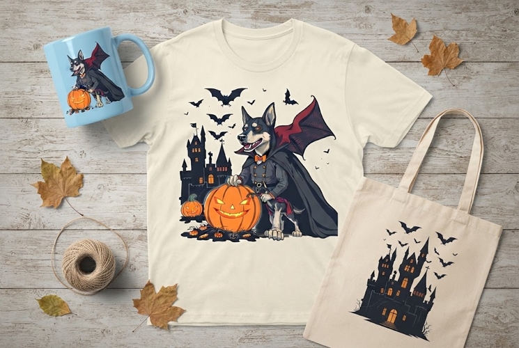 Halloween Vampire Dog PNG | Spooky Bat Dog Clipart
