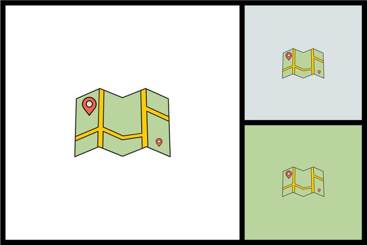 Folded Map with Location Pin Icon for Travel and Navigation
