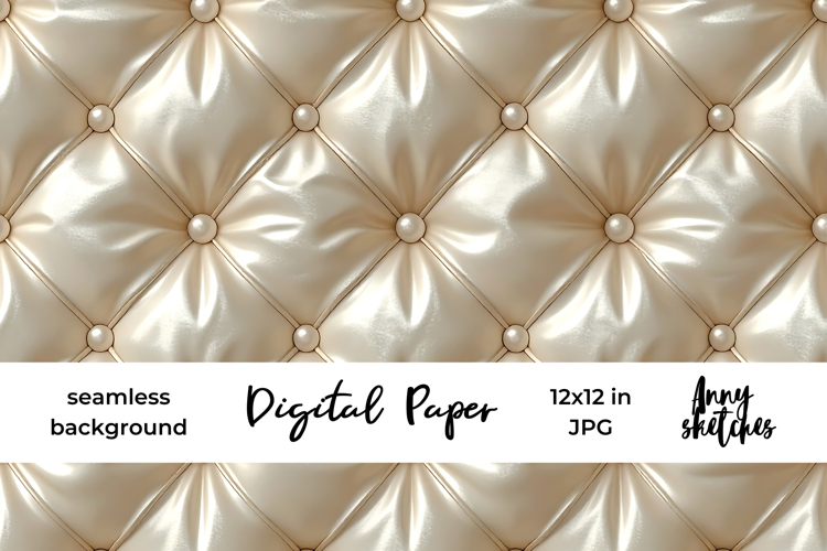Quilted Satin Leather Digital Paper Kit Cream Pattern