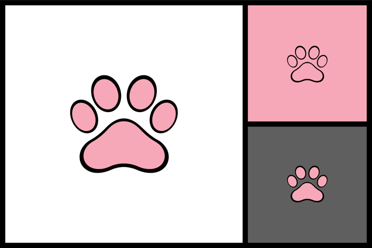 Cute Pink Paw Print Icon for Pet and Animal Care