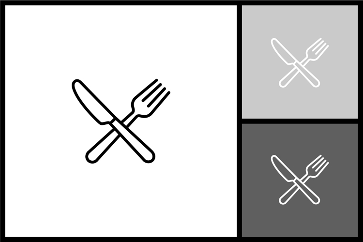 Crossed Fork and Knife Icon for Restaurant and Food