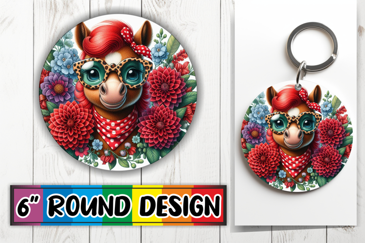 Heartfelt Circle Keychain Sublimation, Cute Animals
