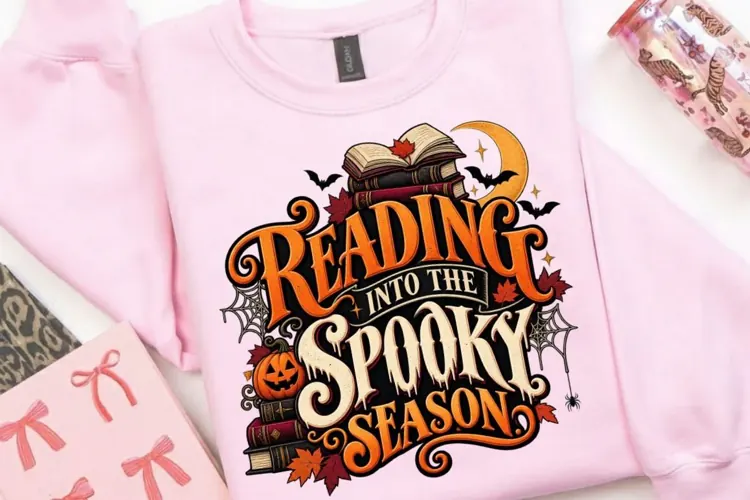 Reading Into the Spooky Season PNG, Halloween Book Lover