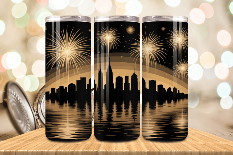 Festive Happy New Year Tumbler Wrap 2026: 20oz Skinny Tumble