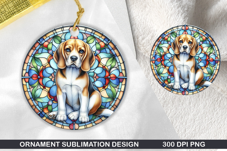 Cute Dog Stained Glass Ornament PNG, Sublimation PNG Design
