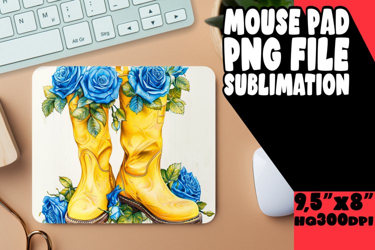 Playful Floral Mousepad Sublimation Print PNG