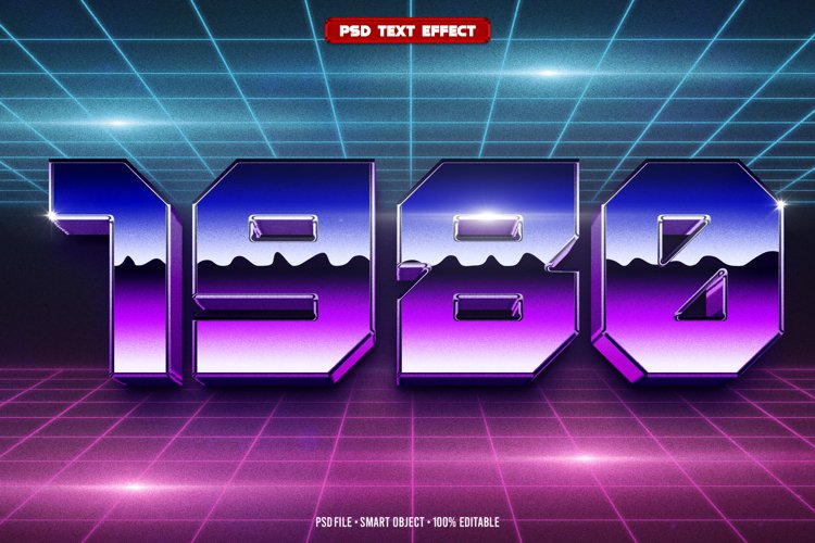 1980 3D editable text effect