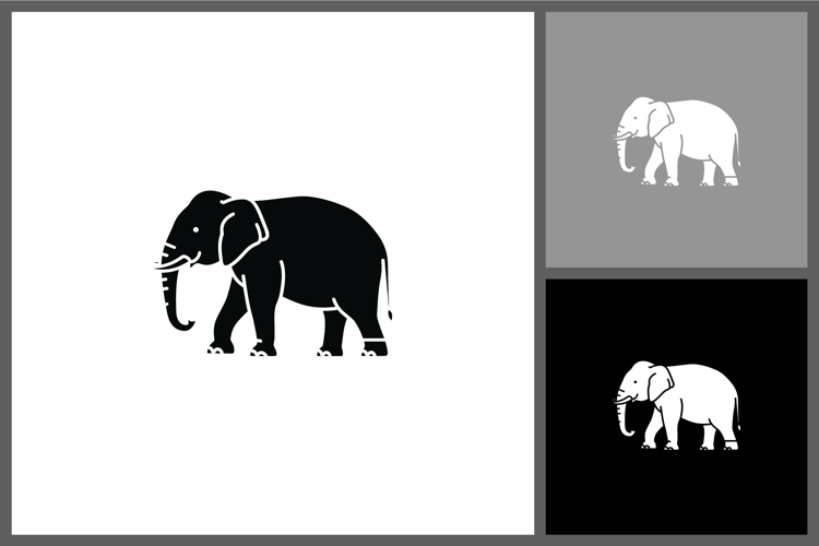 Elephant Silhouette Icon for Safari and Wildlife