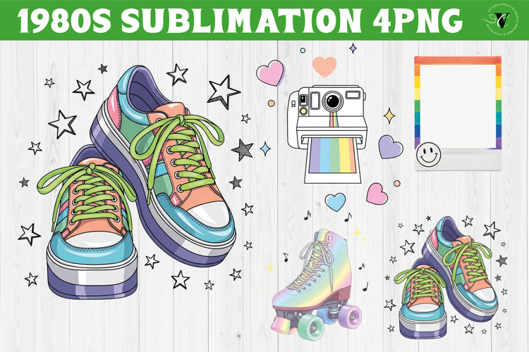 Retro 1980s Christmas clipart | Neon Vaporwave PNG