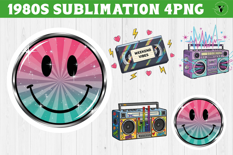 Retro 1980s Christmas clipart | Neon Vaporwave PNG