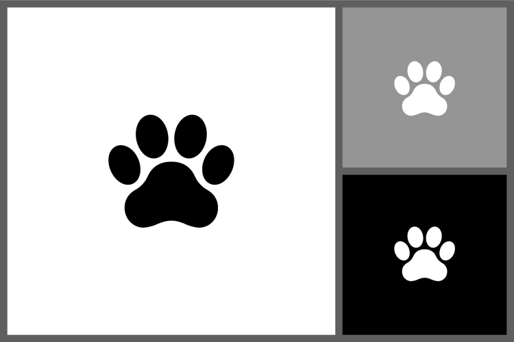 Black Animal Paw Print Silhouette Icon for Pet and Wildlife