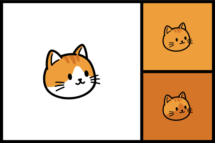 Cute Cartoon Cat Head Mascot Icon