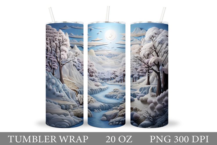 Winter Tumbler Design. Winter Landscape Tumbler Sublimation
