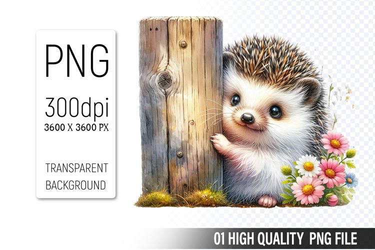Cute Hedgehog, Animal Sublimation Clipart PNG