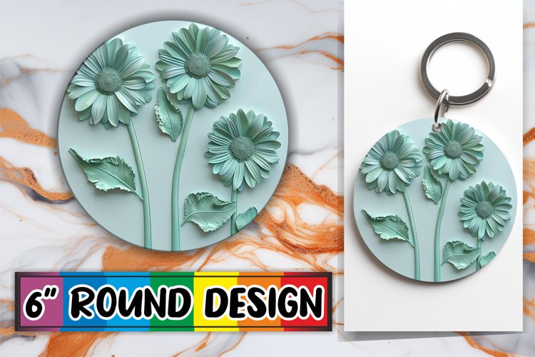 White Blossom Elegance: 3D Circle Design Sublimation example image 1