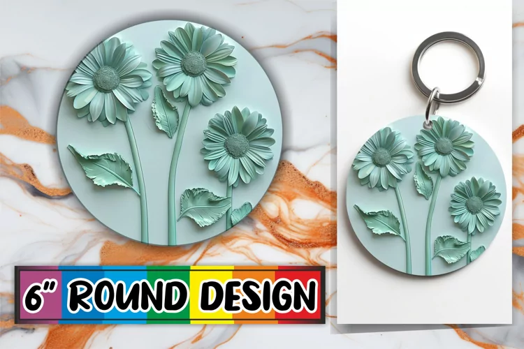 White Blossom Elegance: 3D Circle Design Sublimation