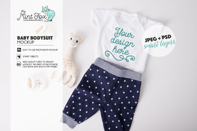 Baby Bodysuit Mockup | Kids New Born Mock Up