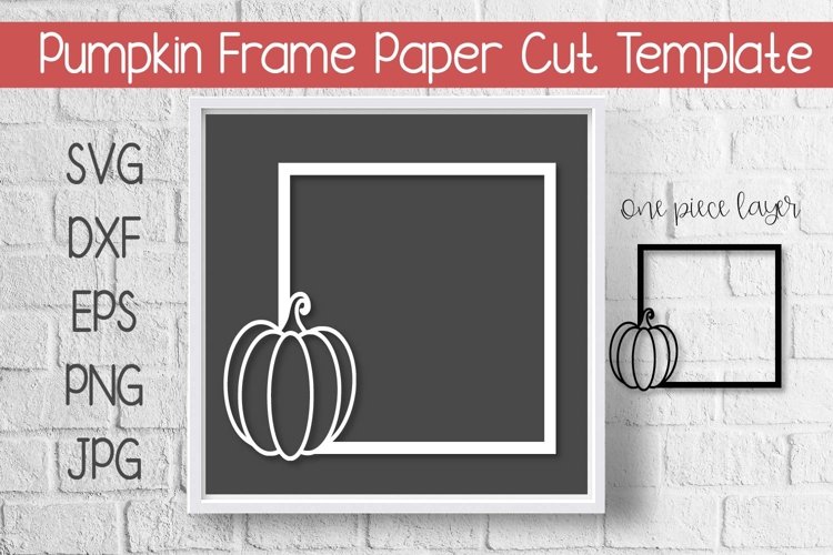 Pumpkin Frame Paper Template Cut Design SVG example image 1