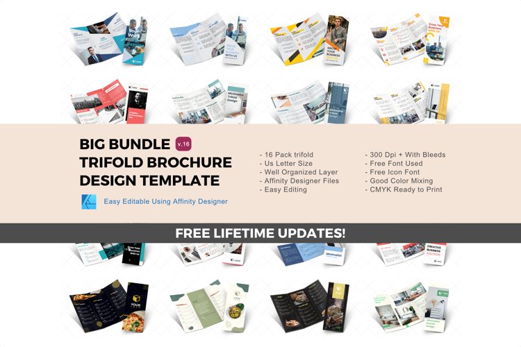 Update! Bundle 16 trifold brochure design templates example image 1