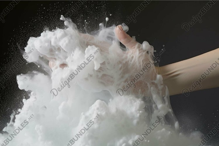 Exploding powder burst from hand