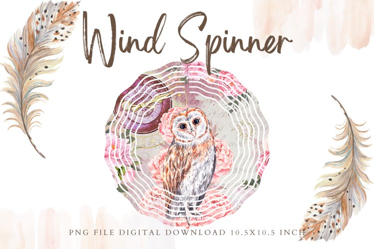 Owl Flower Wind Spinner Template Sublimation example image 1