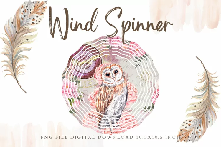Owl Flower Wind Spinner Template Sublimation