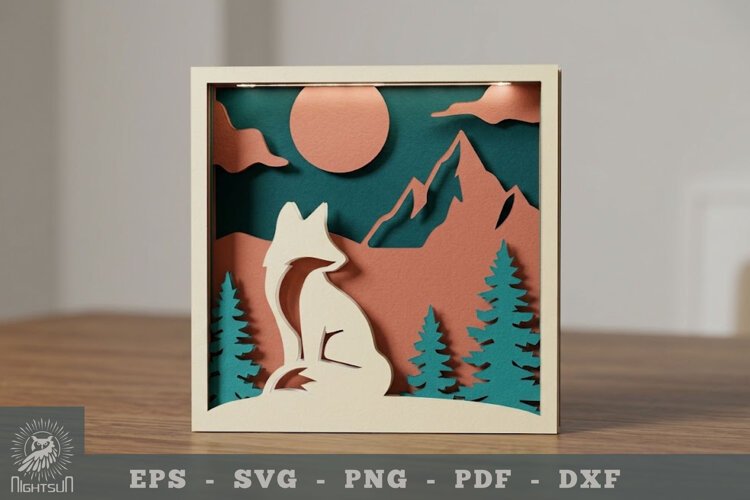 Mountain Fox Layered Shadow Box 1 example image 1