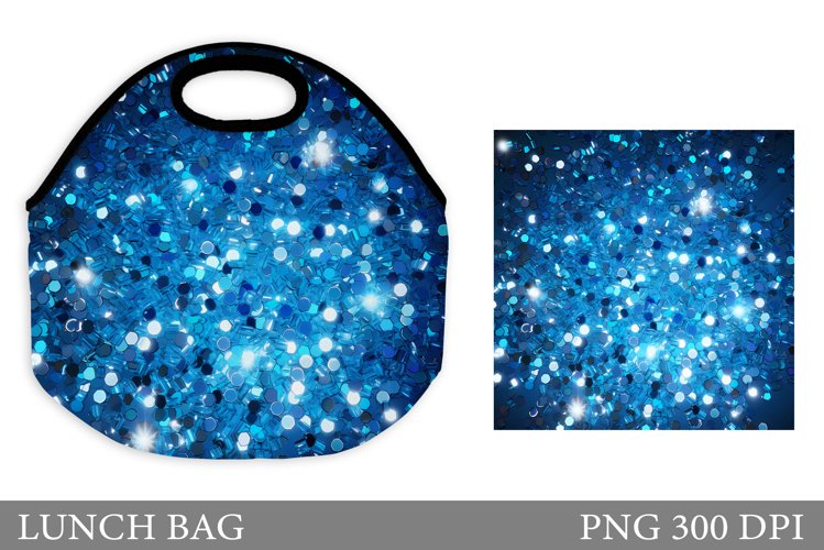 Blue Glitter Lunch Bag. Sequins Lunch Bag Sublimation