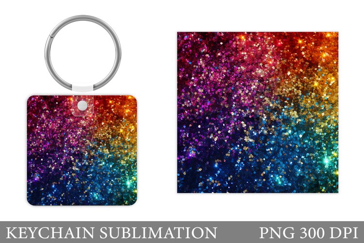 Glitter Keychain Design. Sequins Keychain Sublimation