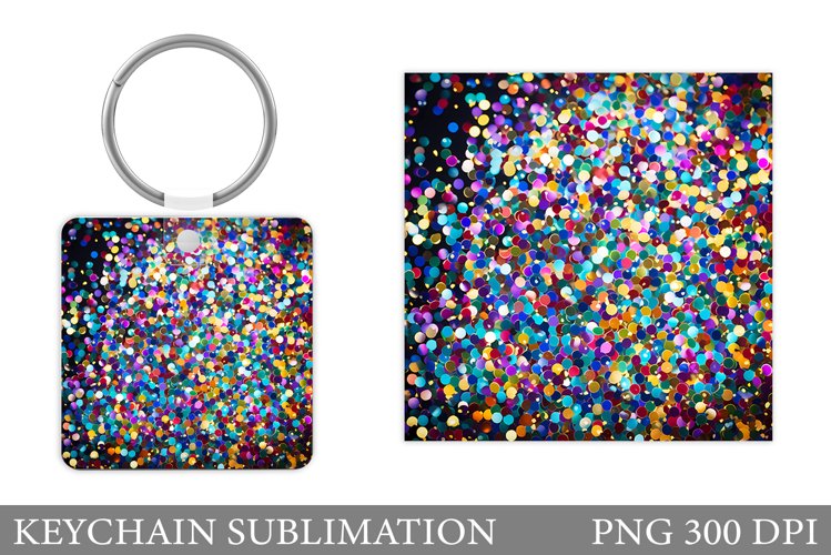 Glitter Keychain Sublimation. Sequins Round (2954710)