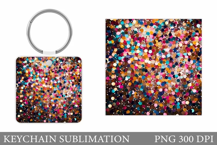 Glitter Keychain Sublimation. Sequins Keychain Design