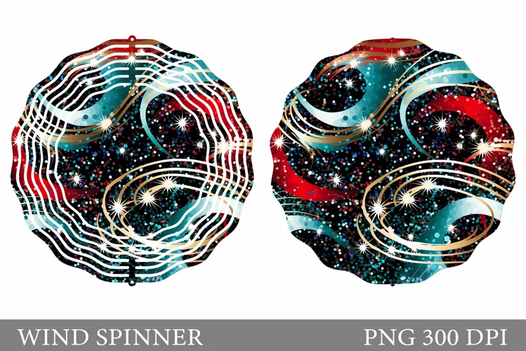 Abstract Christmas Glitter Wind Spinner Sublimation