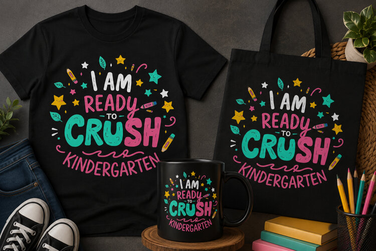 I Am Ready to Crush Kindergarten PNG | School Design example image 1