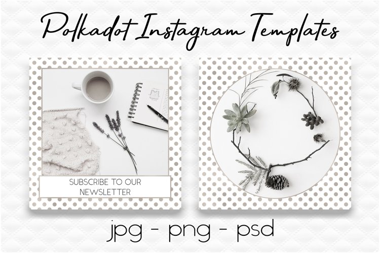 Silver Polkadot Instagram Templates | Social Media Templates example image 1