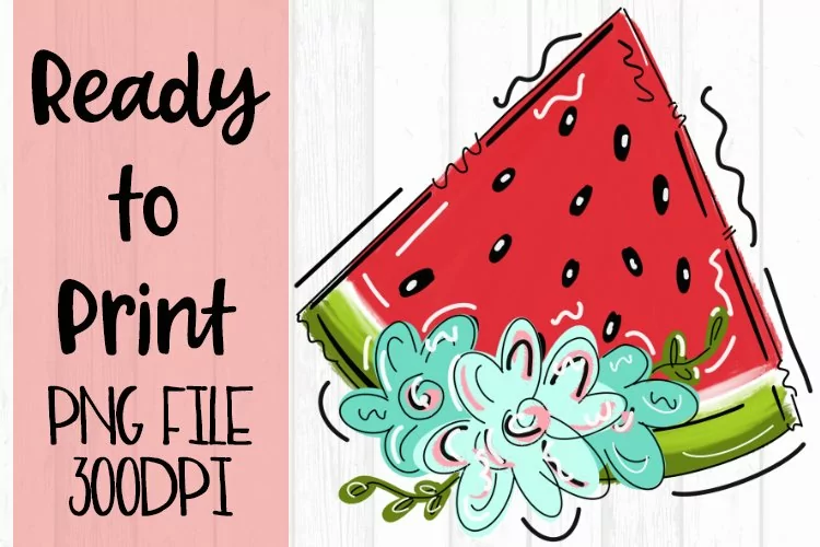 Watermelon with Flowers Ready to Print