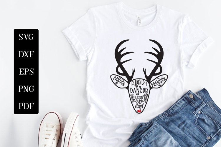 Reindeer Names SVG, Reindeer Typography Design example image 1