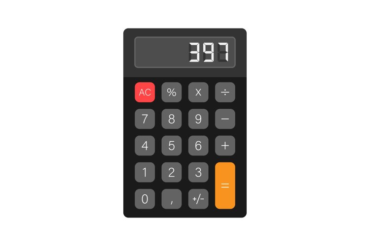 Black calculator white background. Modern design. Electronic example image 1