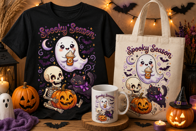 Spooky Season PNG | Cute Halloween Ghost & Pumpkin Clipart