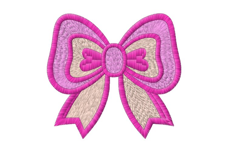Pink Heart Bow Machine Embroidery example image 1