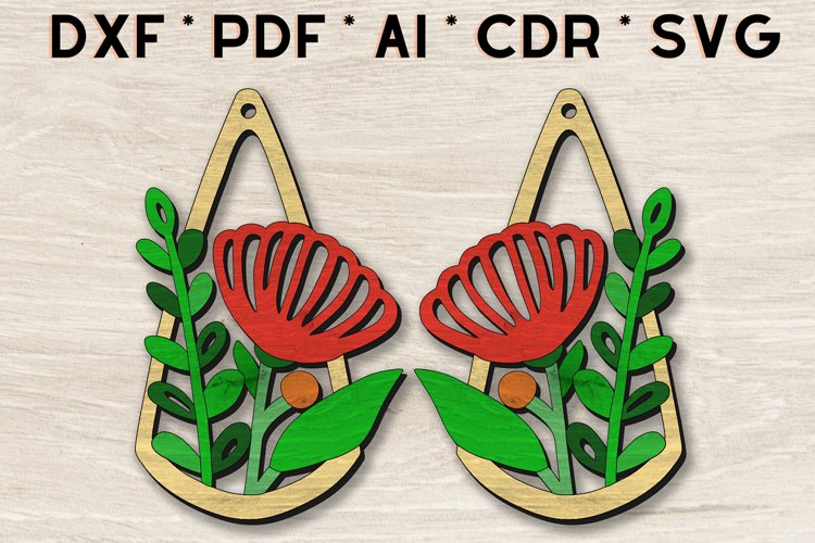 Flower Earrings Laser Cut Design Floral Dangle (2510230)