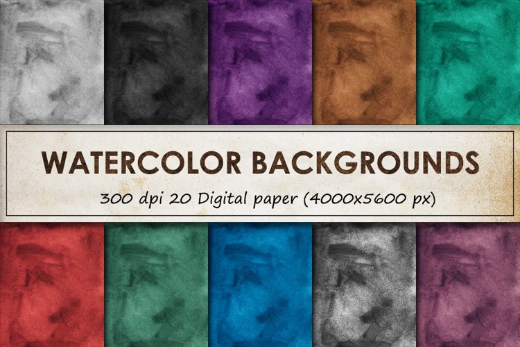 Watercolor backgrounds - 20 Vintage digital paper collection example image 1