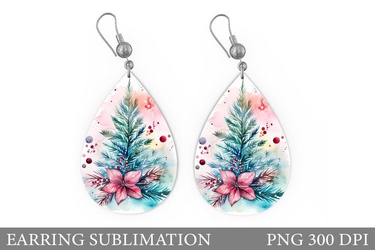 Christmas Flowers Earring. Christmas Earring Sublimation