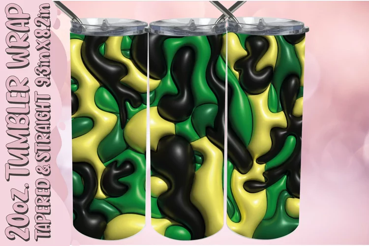 3D Camo Tumbler Wrap 20oz, 3D Puffy Camouflage, Military