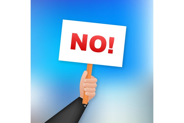 No sign. Cartoon poster with hand holding placard for banner example image 1