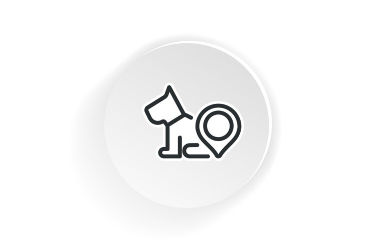 Pet with pinpoint location. Dog here map pointer. Pet shop