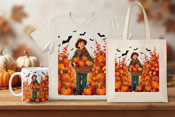 Pumpkin Patch Boy PNG | Fall Halloween Harvest Clipart
