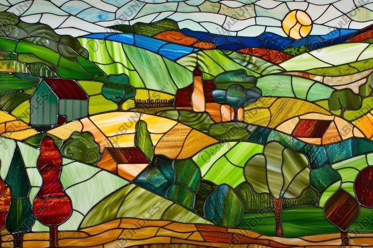 Stained Glass Nature Background Wallpaper