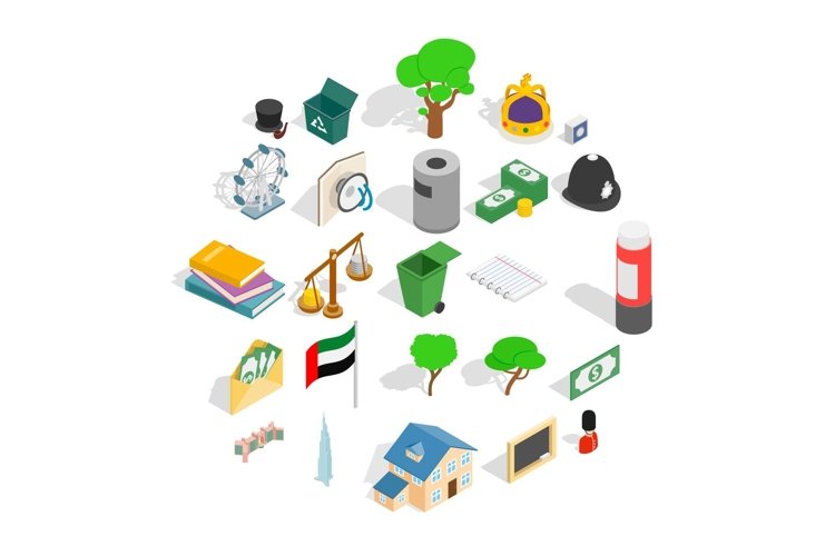 Financial capital icons set, isometric style