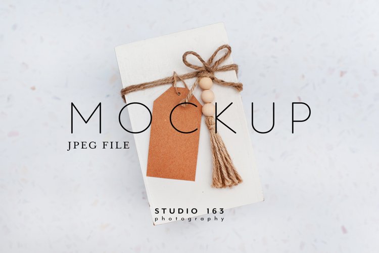 Brown Gift Tag Mockup, Stock Photo, JPEG example image 1