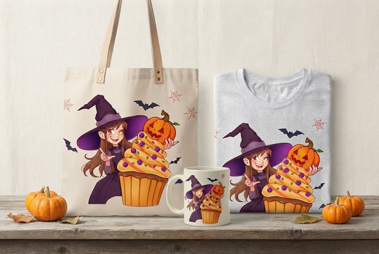 Halloween Witch Cupcake PNG | Spooky Pumpkin Cupcake Clipart